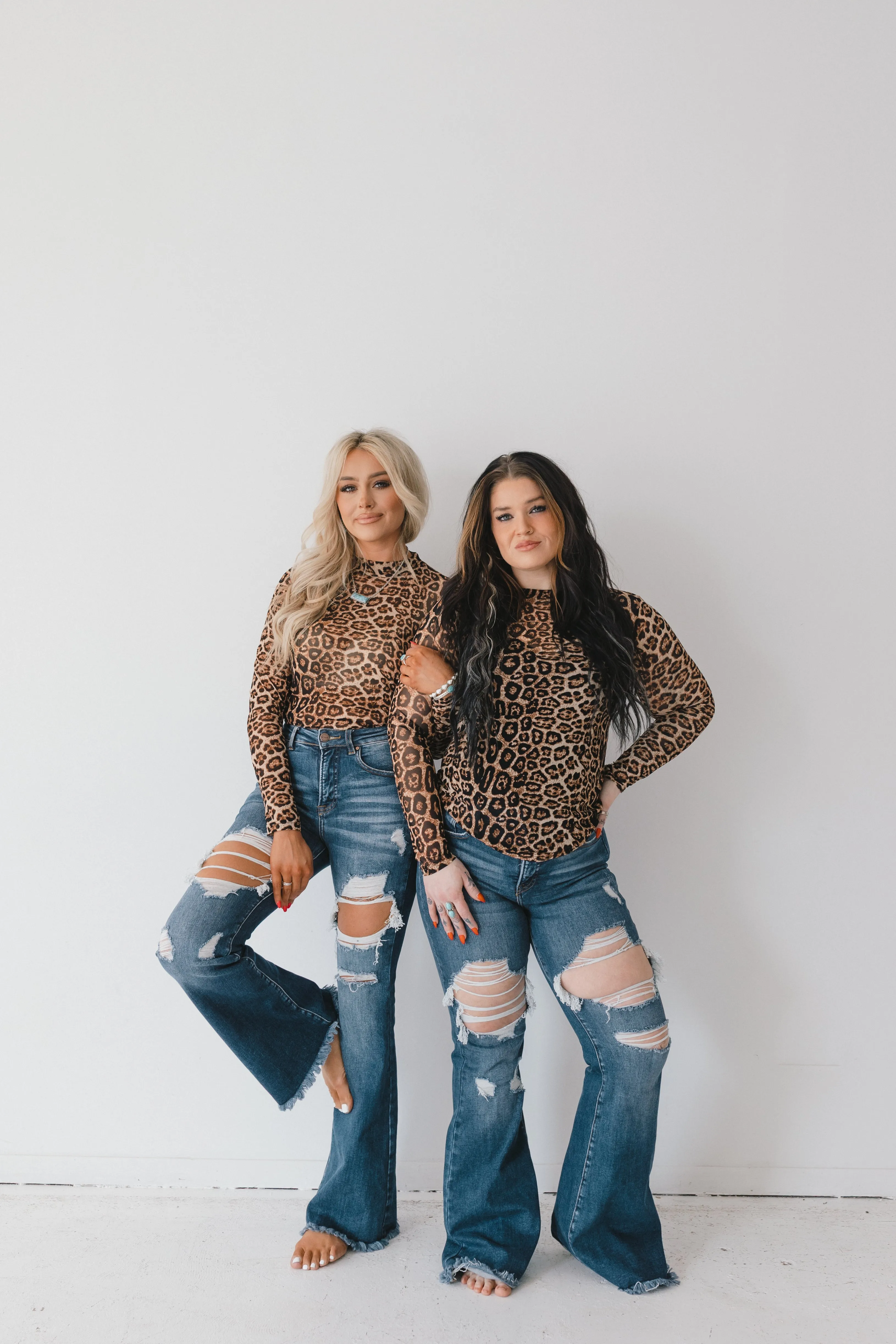 Hear Me Roar Sheer Leopard Print Long Sleeve Mesh Top
