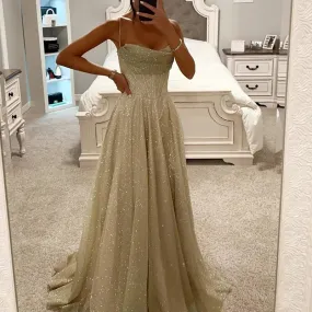 High Waist Pleated Sweep Train Dress Sweetheart Glitter Mesh Overlay