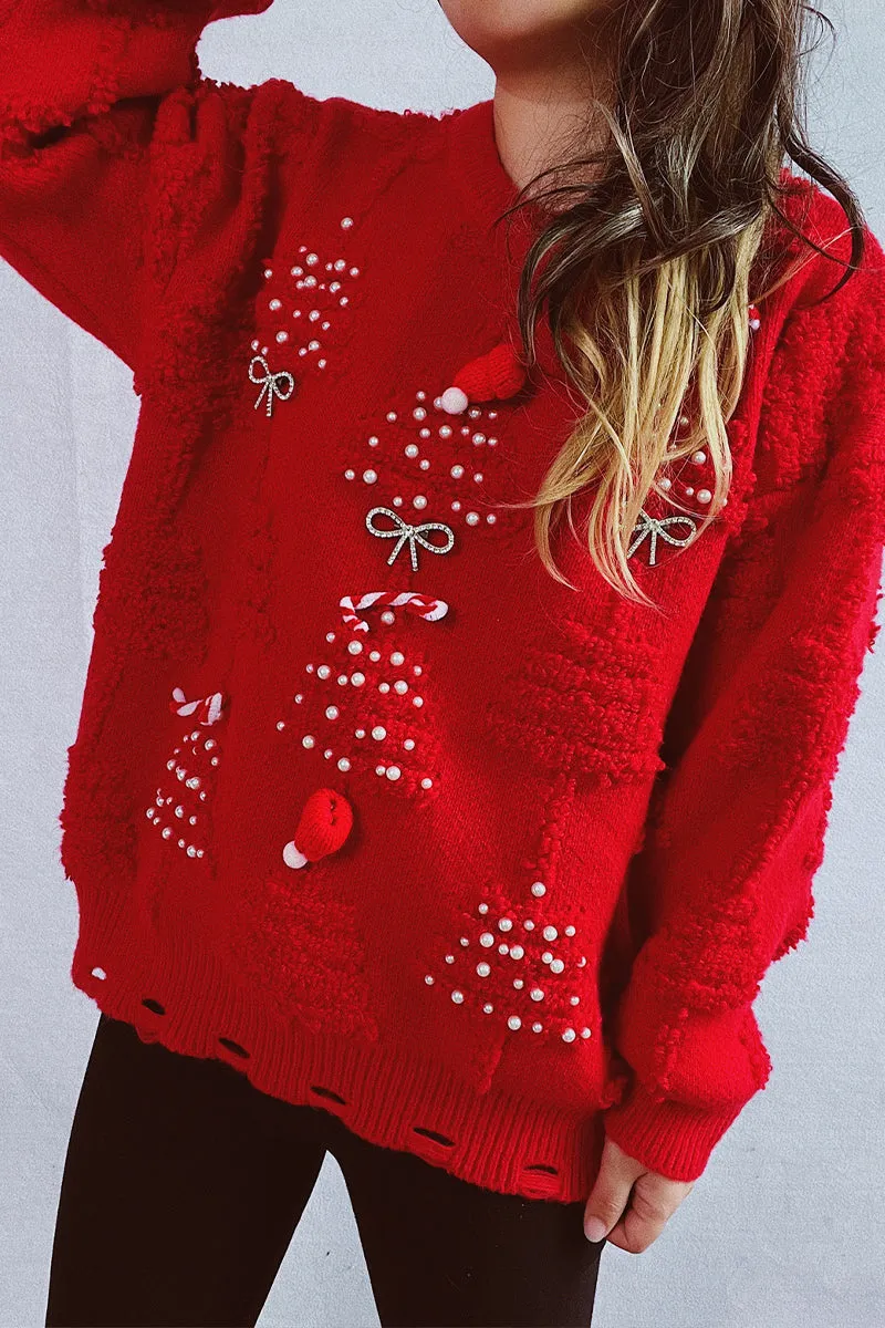 HWS1250 Festive 3D Knit Sweater