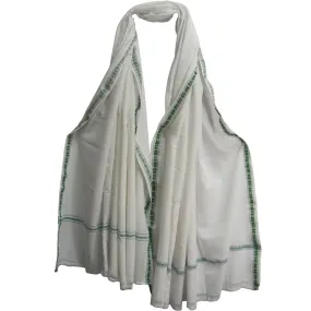 Indian Yoga Meditation White Cotton Scarf Shawl Wrap (47" x 90")