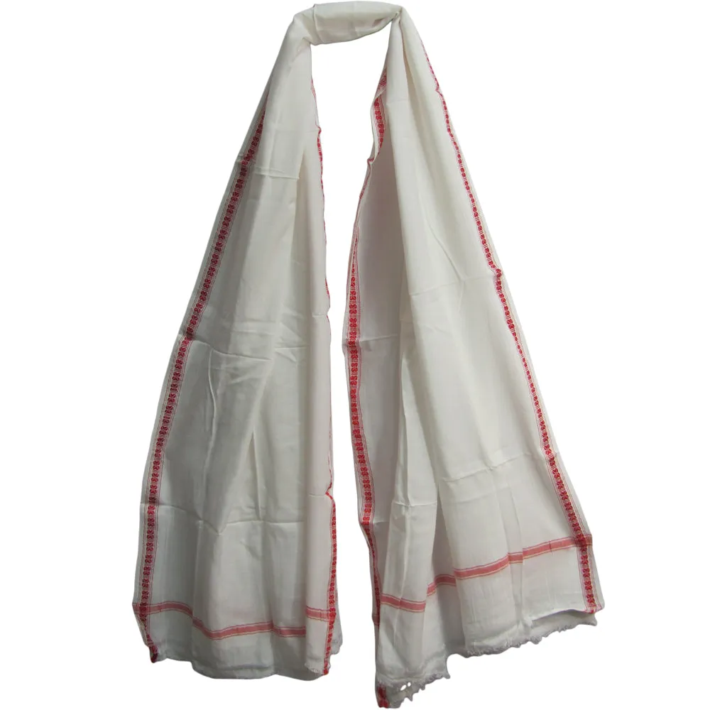 Indian Yoga Meditation White Cotton Scarf Shawl Wrap (47" x 90")