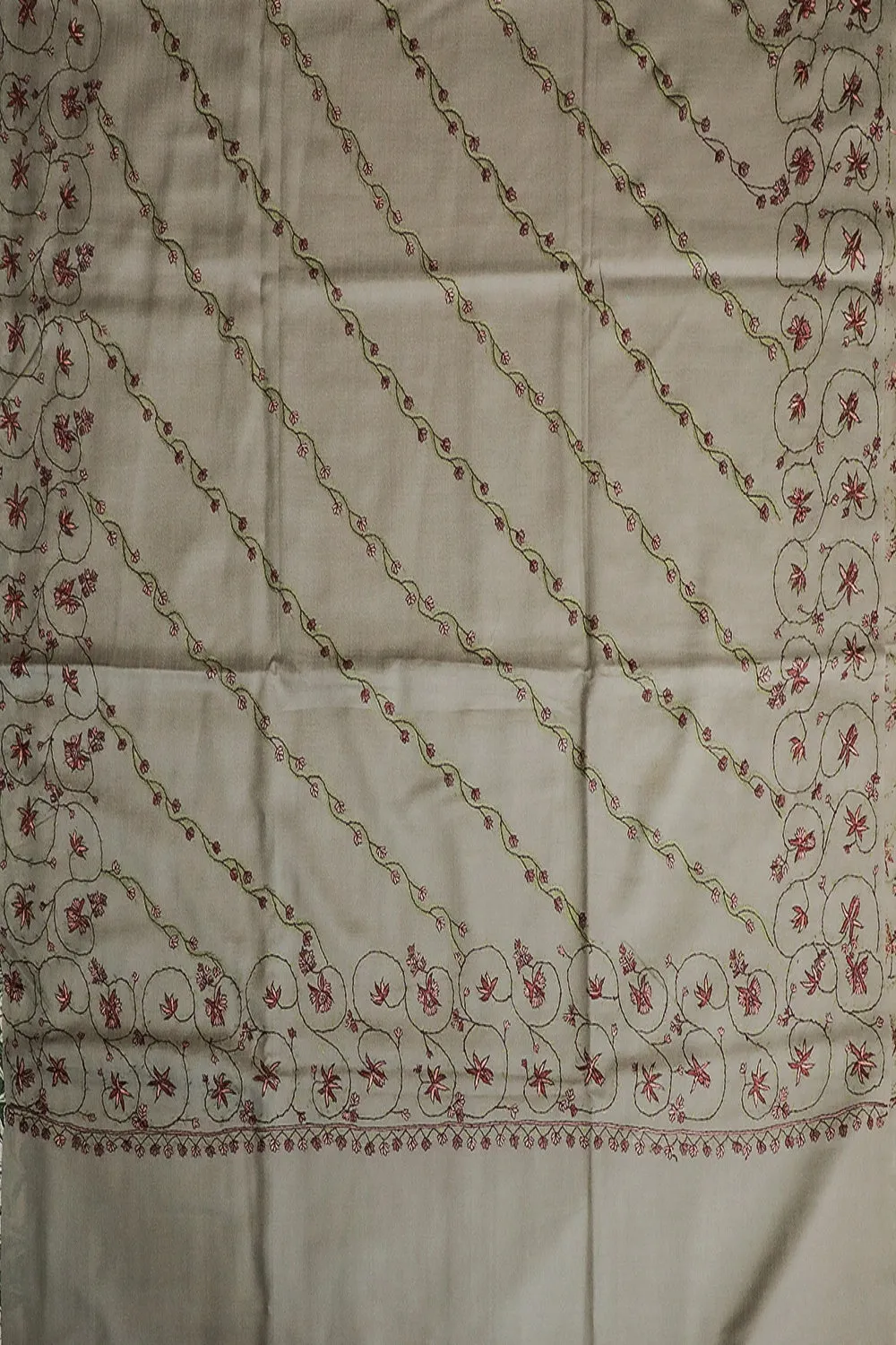 Kashmir Embroidered Grey Woolen Shawl