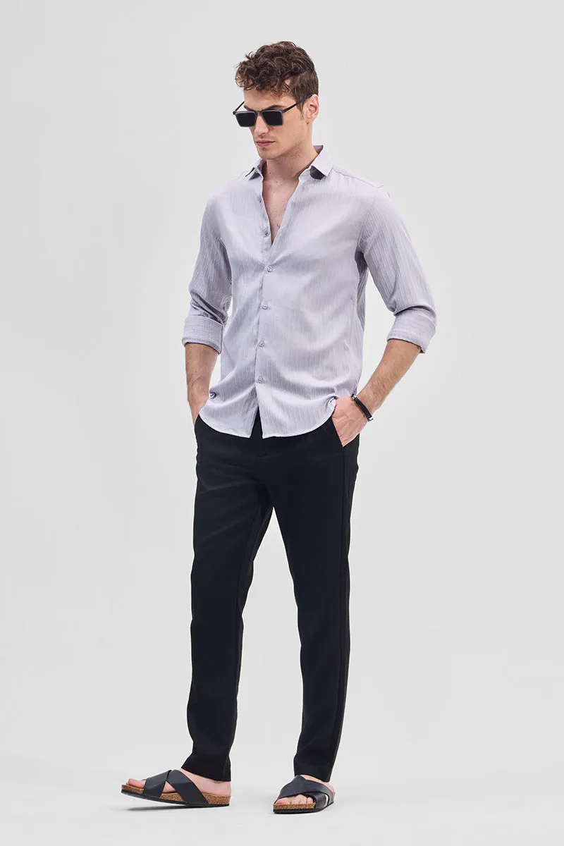Lilac Self-Design Slim Fit Shirt