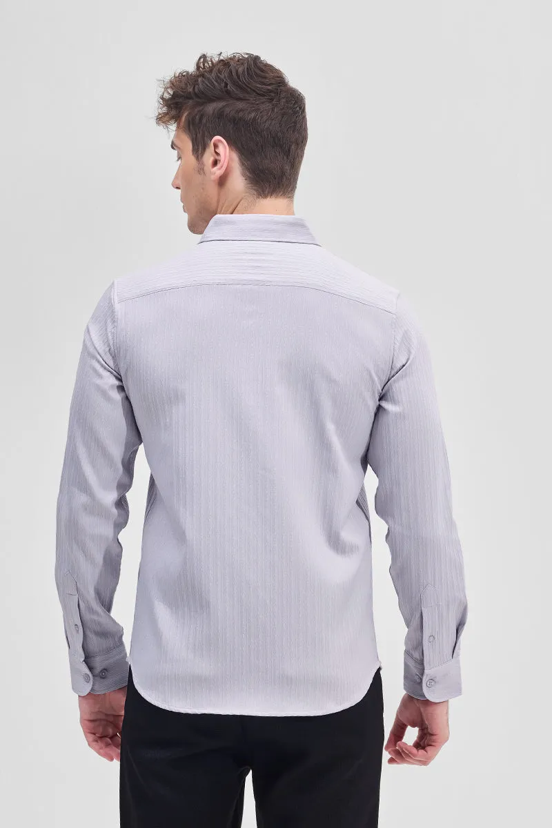 Lilac Self-Design Slim Fit Shirt