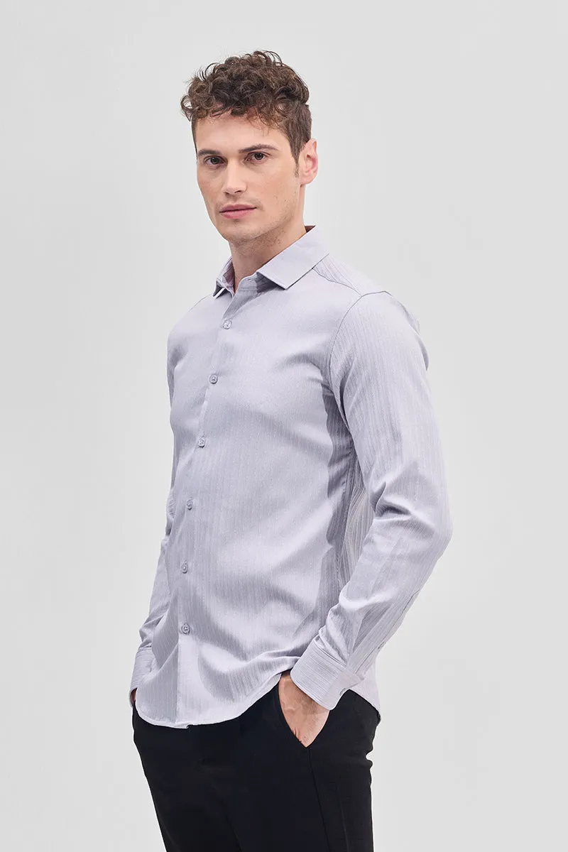 Lilac Self-Design Slim Fit Shirt