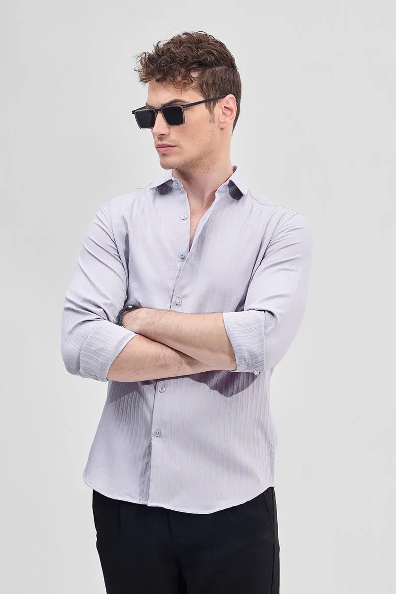 Lilac Self-Design Slim Fit Shirt