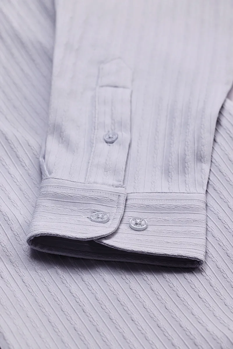 Lilac Self-Design Slim Fit Shirt