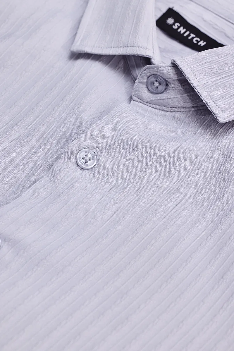 Lilac Self-Design Slim Fit Shirt