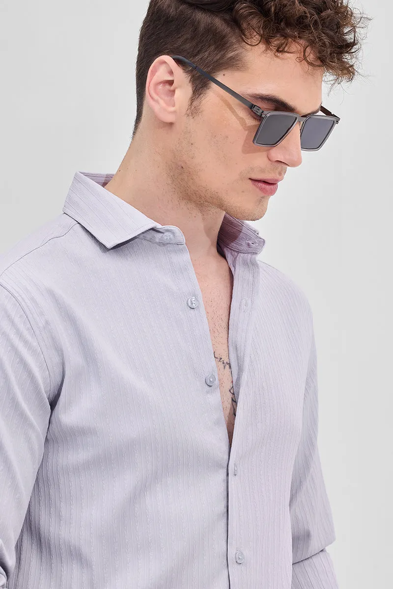 Lilac Self-Design Slim Fit Shirt