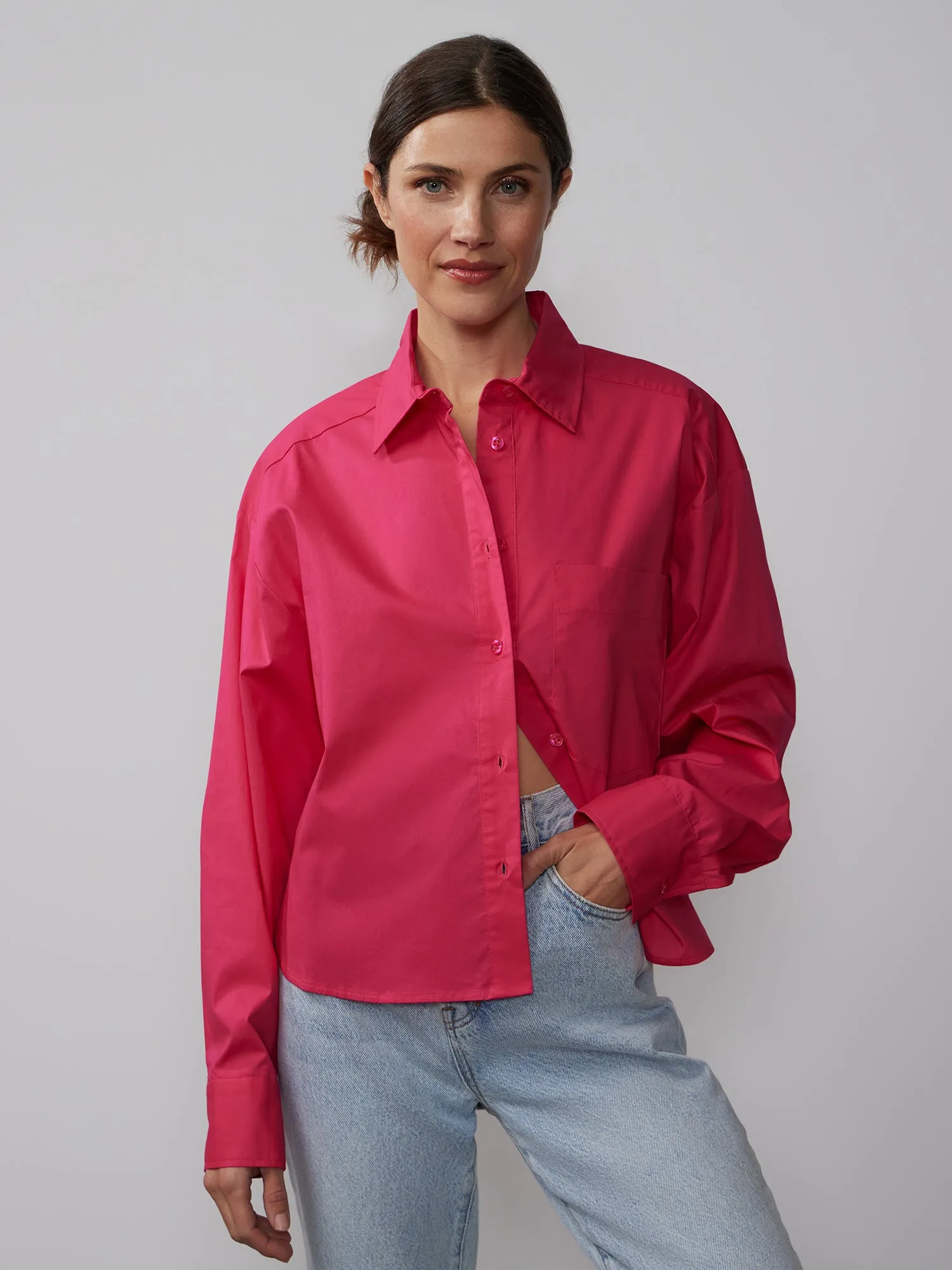 Long Sleeve Boxy Button Down Shirt