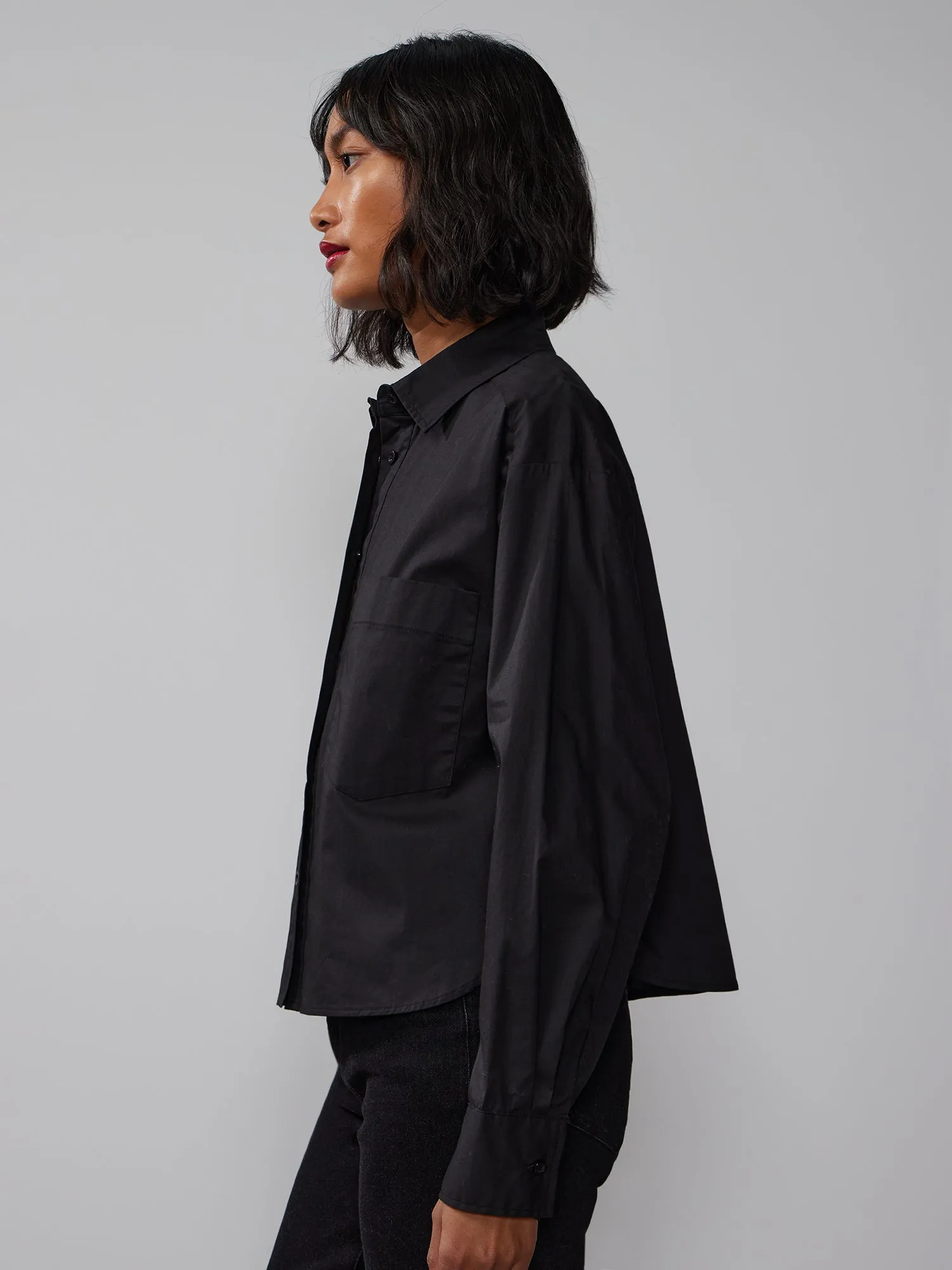 Long Sleeve Boxy Button Down Shirt
