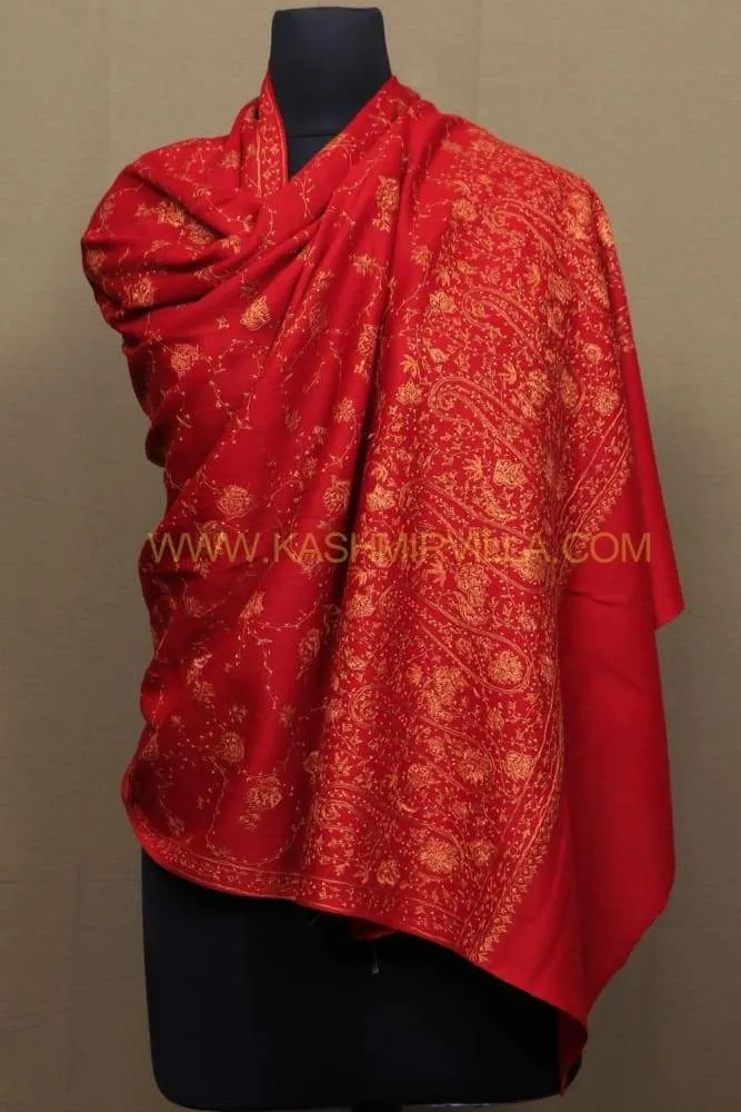 Maroon Color Embroidered Sozni Shawl Enriched With Beautiful Designer Jaal Pattern Add Elegance.