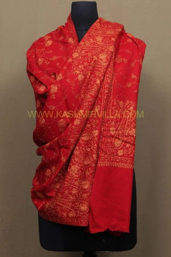 Maroon Color Embroidered Sozni Shawl Enriched With Beautiful Designer Jaal Pattern Add Elegance.