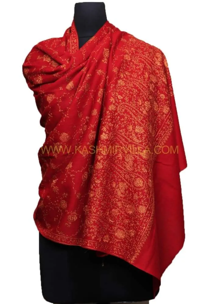 Maroon Color Embroidered Sozni Shawl Enriched With Beautiful Designer Jaal Pattern Add Elegance.