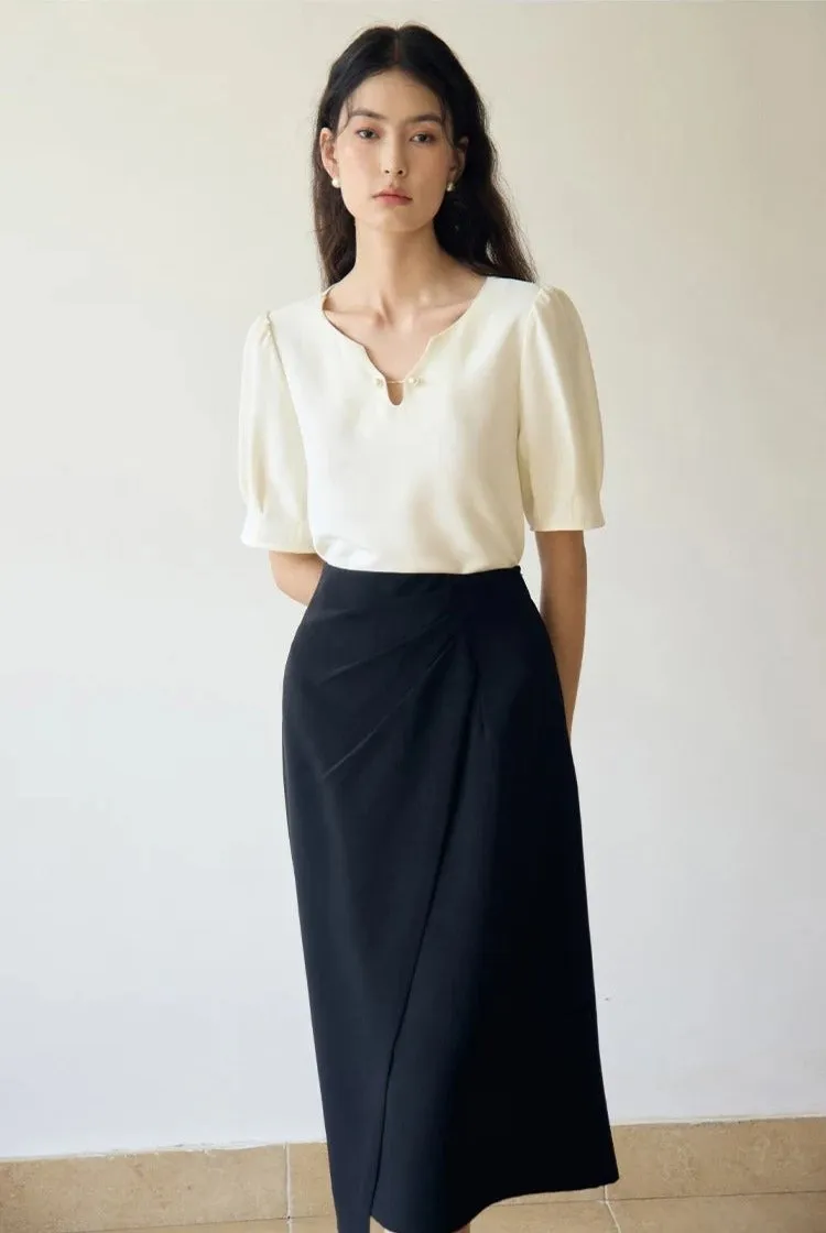Maud - Elegant V-Neck Chiffon Blouse for Women