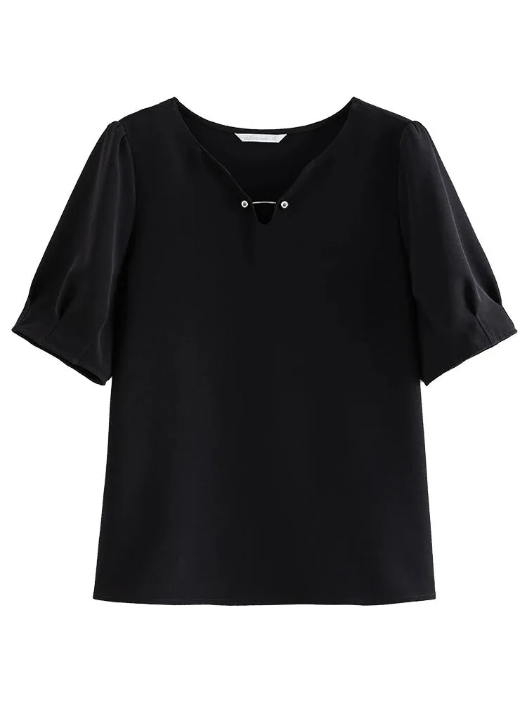Maud - Elegant V-Neck Chiffon Blouse for Women