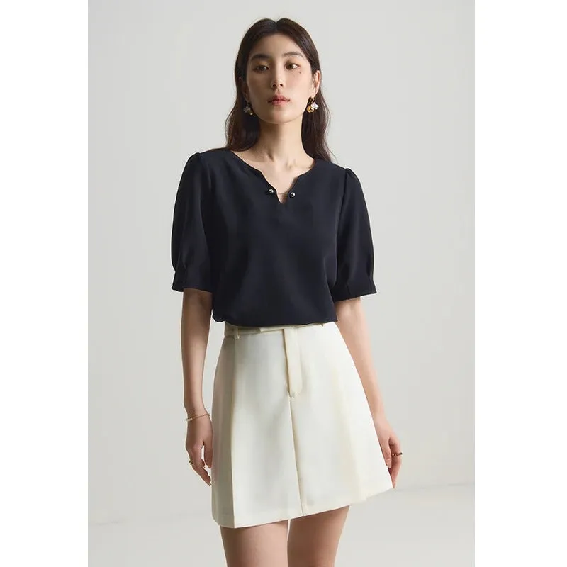 Maud - Elegant V-Neck Chiffon Blouse for Women