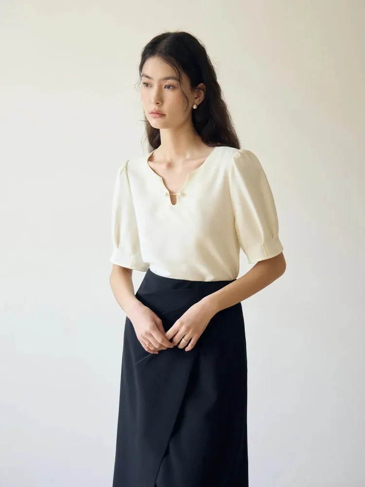 Maud - Elegant V-Neck Chiffon Blouse for Women