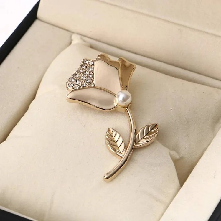 Meliora Elegant vintage rose flower brooch