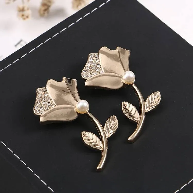 Meliora Elegant vintage rose flower brooch