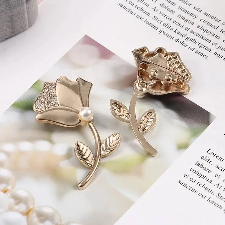 Meliora Elegant vintage rose flower brooch