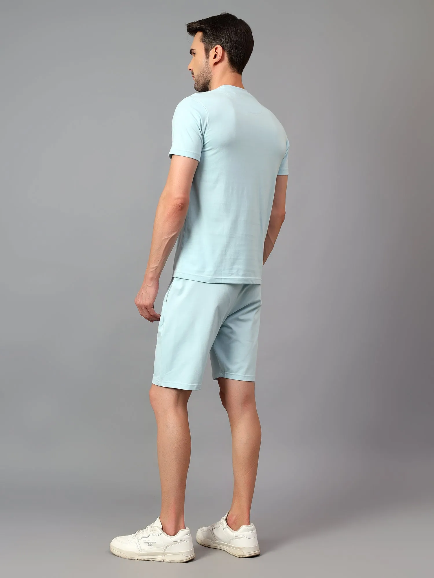 Men's Sky Blue Printed Casual Co-ord Set