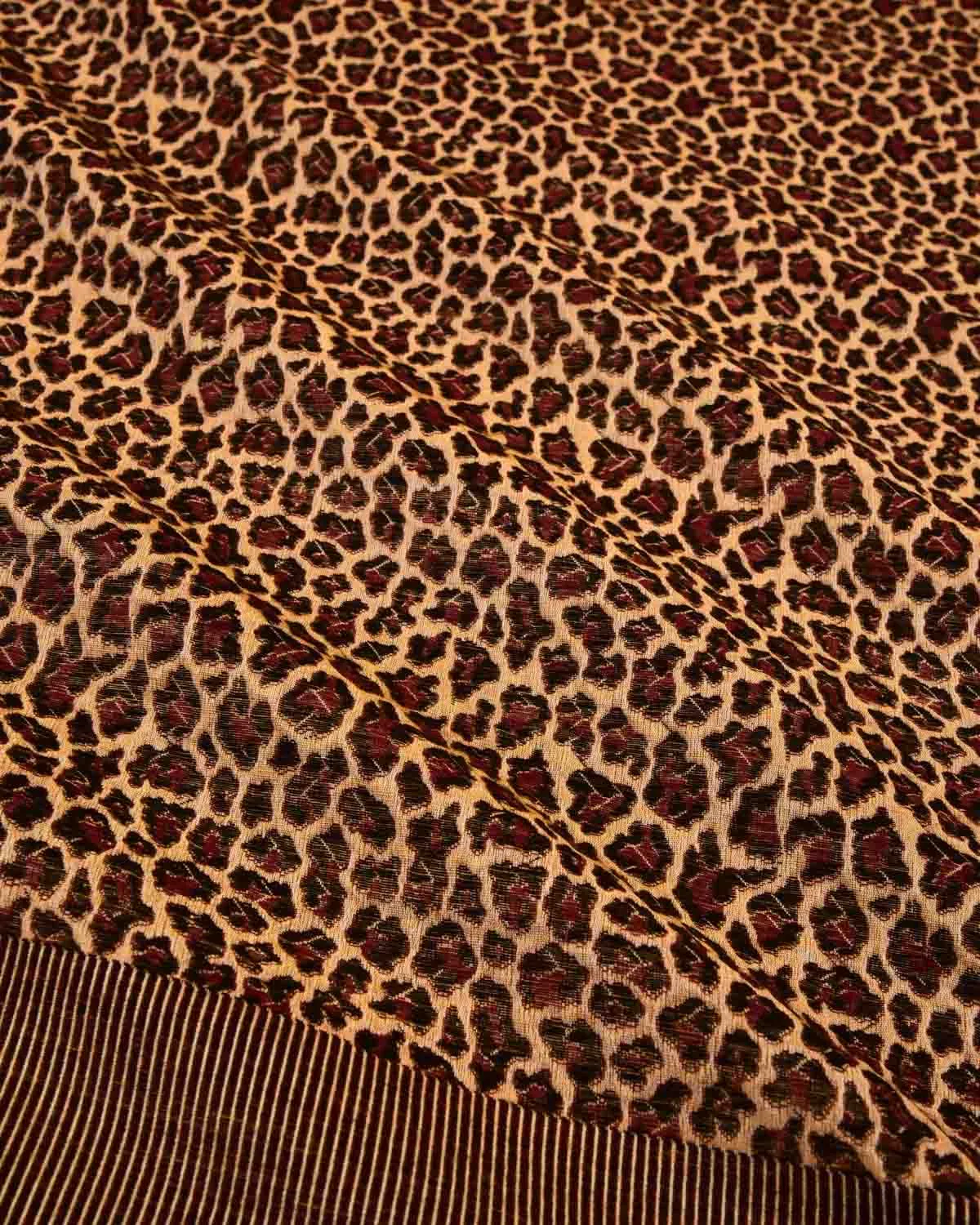 Mustard Yellow Banarasi Leopard Stripes Brocade Handwoven Silk-wool Unisex Dress Shawl
