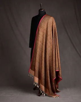 Mustard Yellow Banarasi Leopard Stripes Brocade Handwoven Silk-wool Unisex Dress Shawl