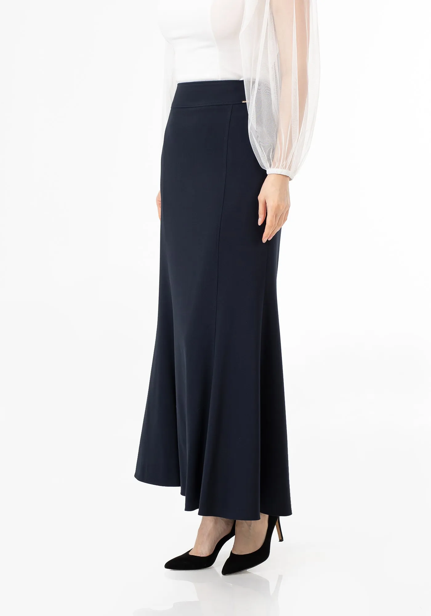 Navy Fishtail Maxi Skirt | Regular & Plus Size