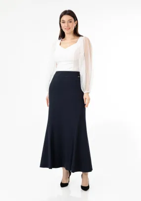 Navy Fishtail Maxi Skirt | Regular & Plus Size