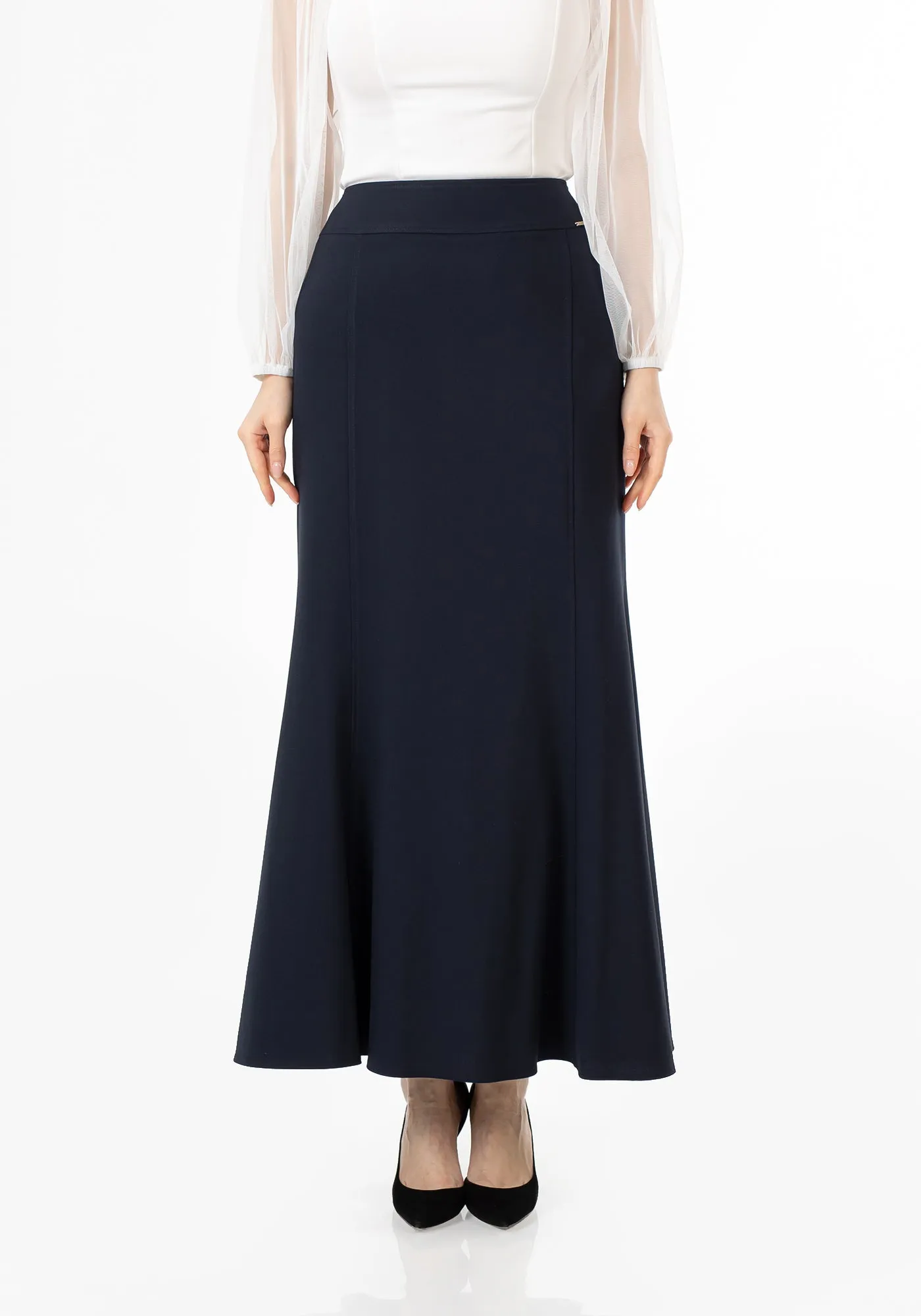 Navy Fishtail Maxi Skirt | Regular & Plus Size