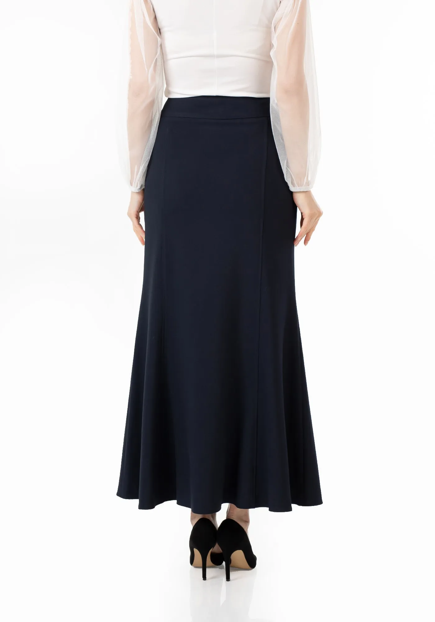 Navy Fishtail Maxi Skirt | Regular & Plus Size