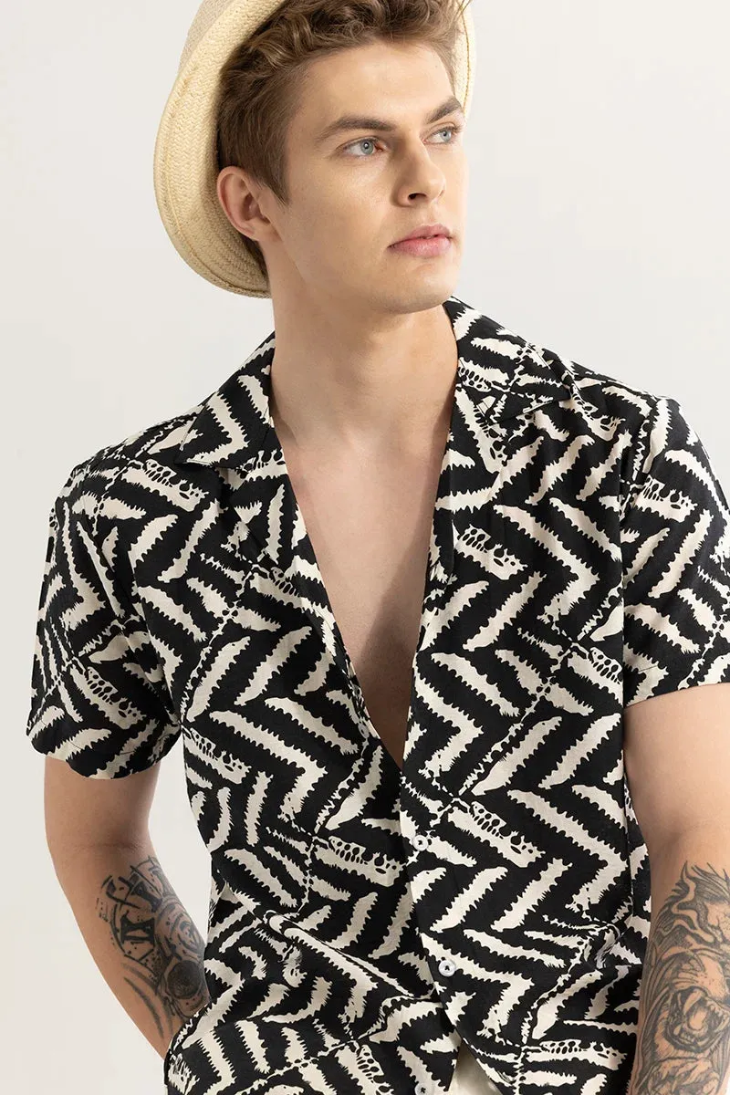 Nebulara Black Geometric Shirt