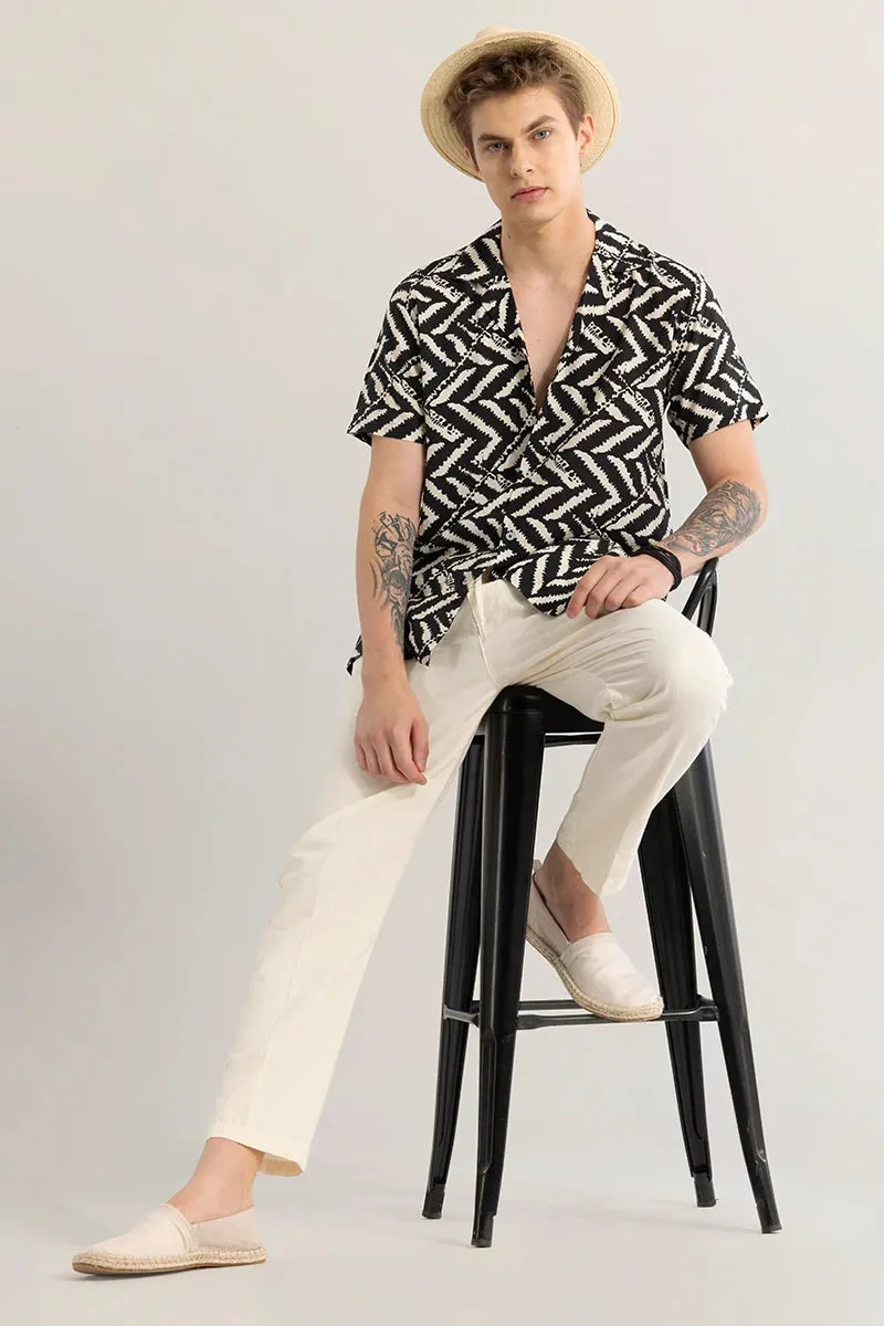 Nebulara Black Geometric Shirt