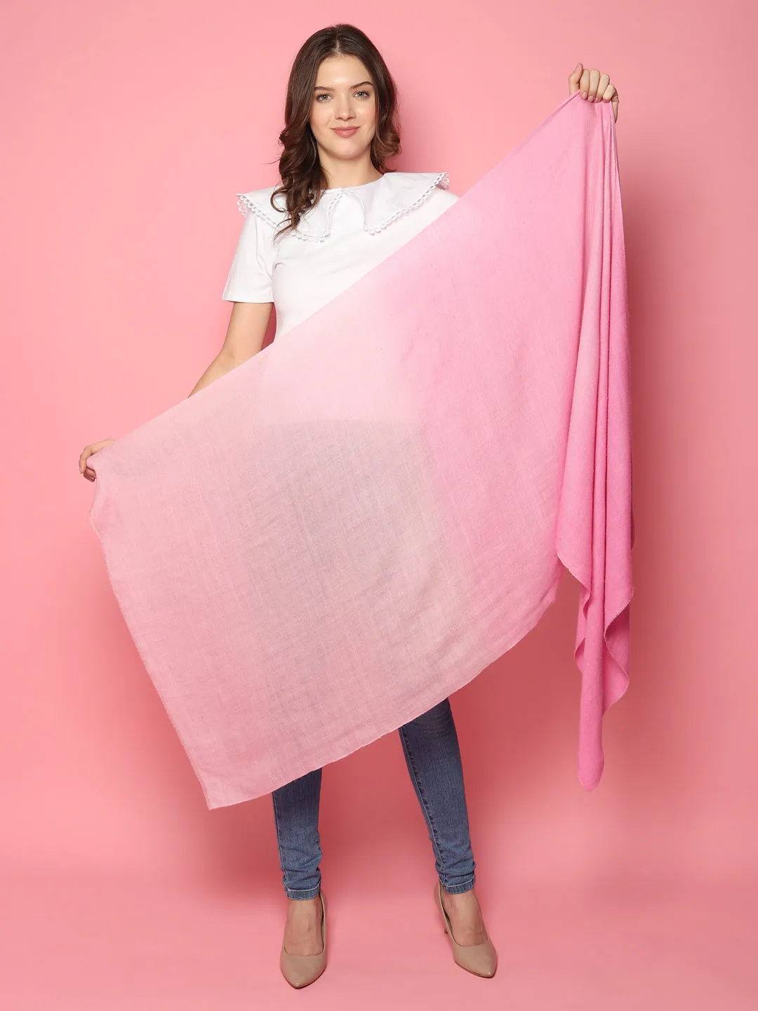 Ombre Pink Pashmina Shawl, pure pashmina shawls online
