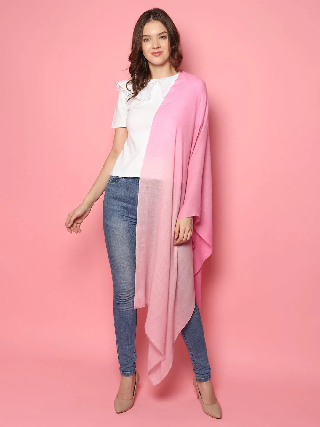 Ombre Pink Pashmina Shawl, pure pashmina shawls online