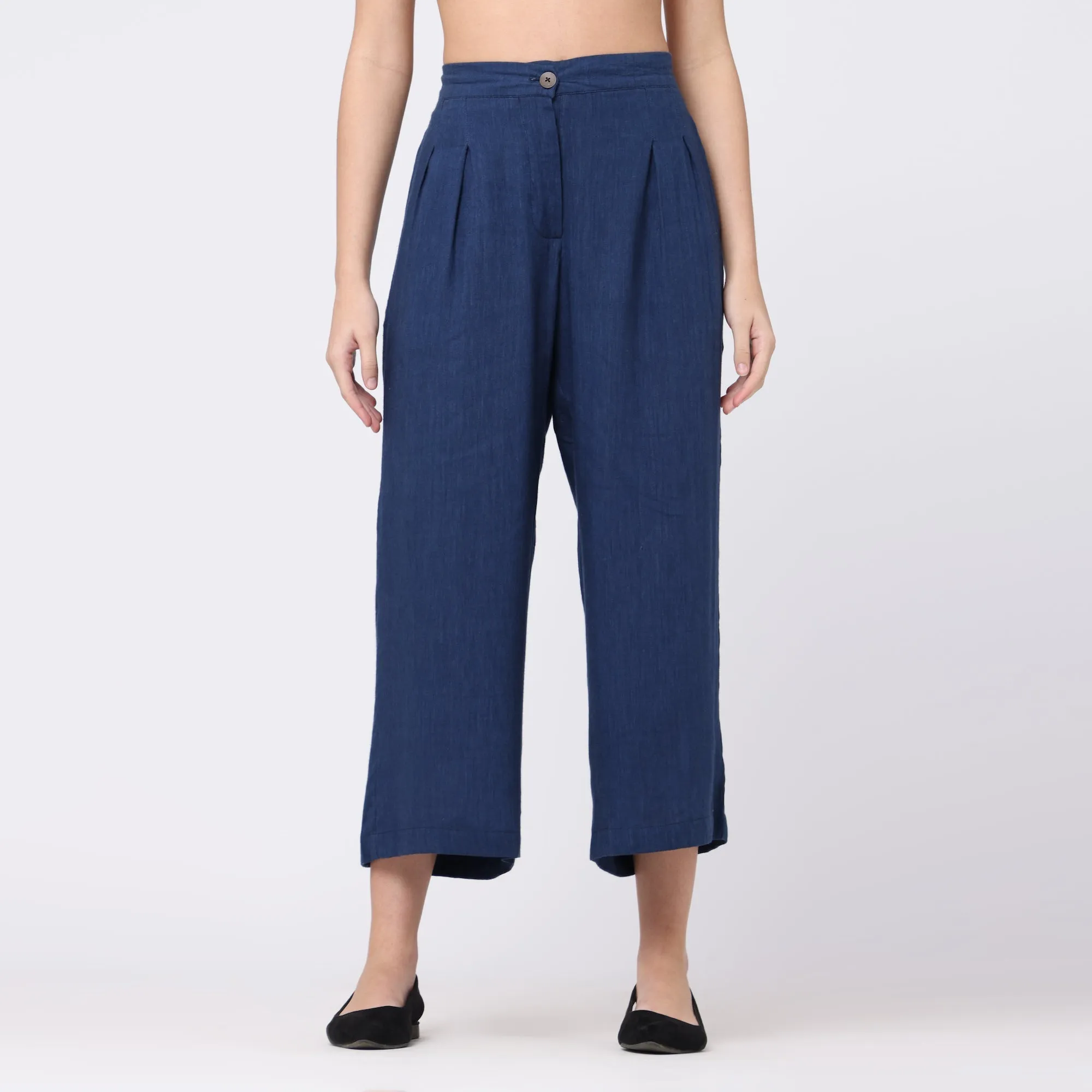 Pastel Blue Dolman Sleeve Top With Navy Straight Pant | Chic Comfort