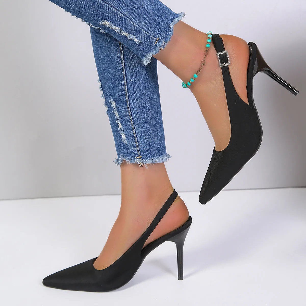 Pointed Toe Buckle Sandals Stiletto High Heels Shoes For Women