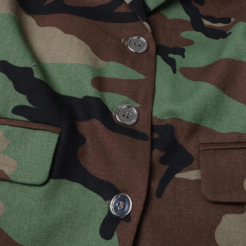 Pre Order:  Camouflage Single-Breasted Belted Blazer
