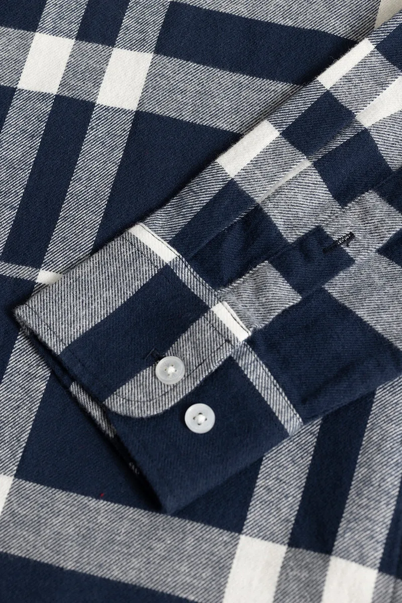 Quadric Charcoal Navy Flannel Check Shirt