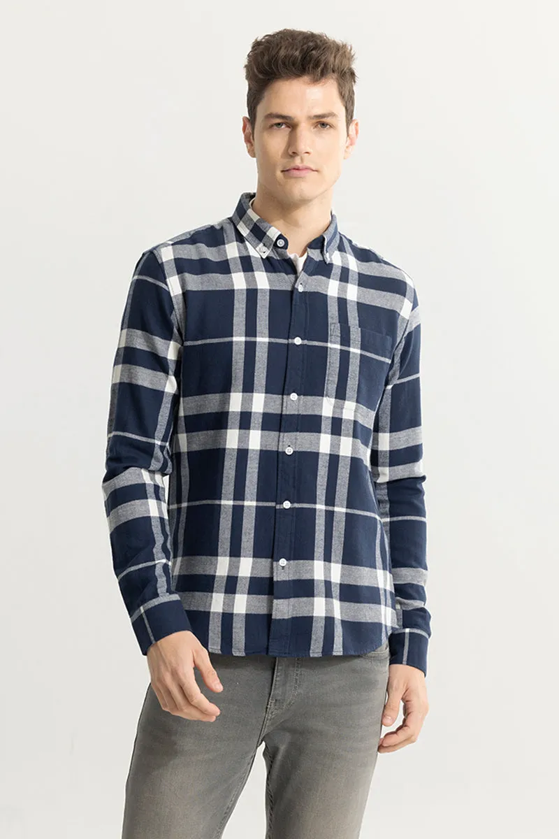 Quadric Charcoal Navy Flannel Check Shirt