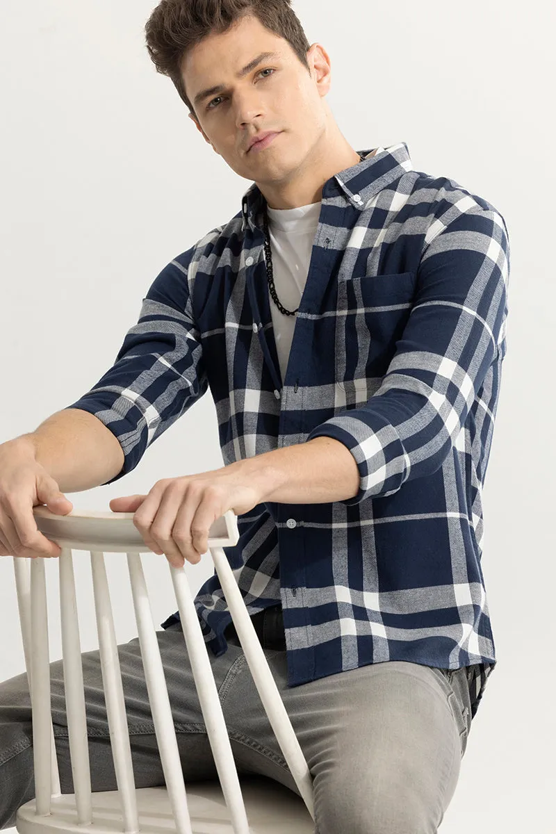Quadric Charcoal Navy Flannel Check Shirt
