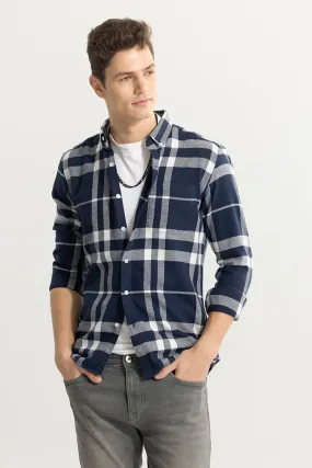 Quadric Charcoal Navy Flannel Check Shirt