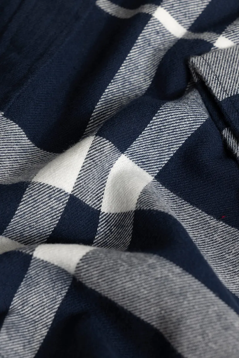 Quadric Charcoal Navy Flannel Check Shirt