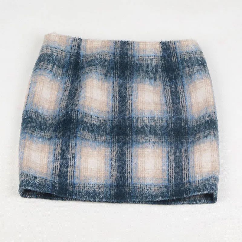 Quality Wool Chequered A-Line Hip Flattering Skirt