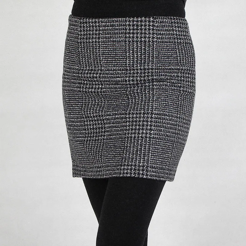Quality Wool Chequered A-Line Hip Flattering Skirt