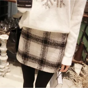 Quality Wool Chequered A-Line Hip Flattering Skirt