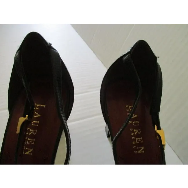 Ralph Lauren Black T Ankle Strap Pumps Size Us