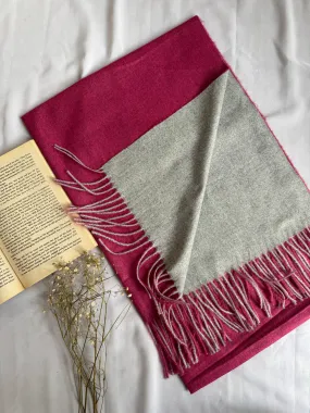 Reversible Woollen Pashmina- Bright Pink Grey