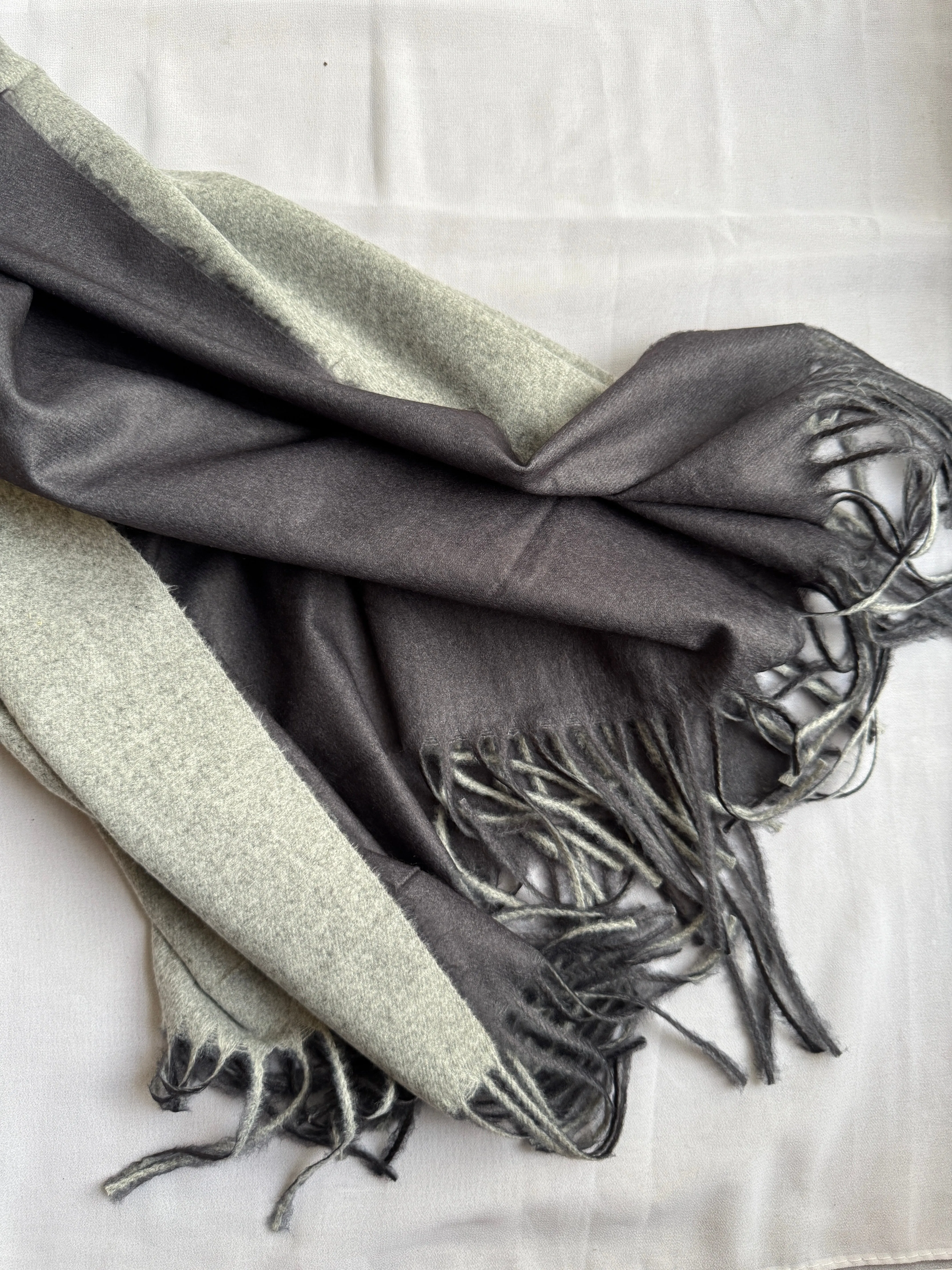 Reversible Woollen Pashmina- Charcoal Silver